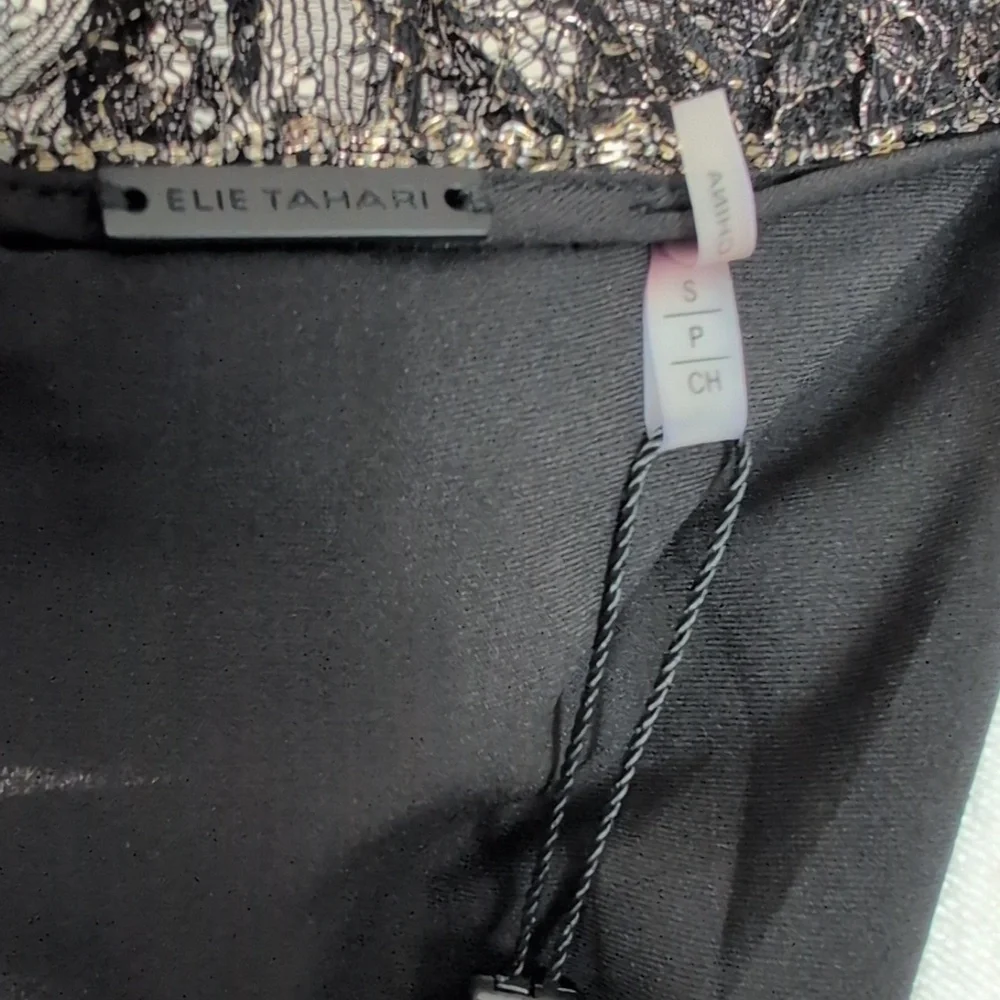 Elie Tahari Black And Gold Silk Blouse - Picture 11 of 12